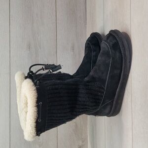 Vintage Ugg Australia Women Crochet 5124 Leather Sweater Cardi Boots shoes sz 7